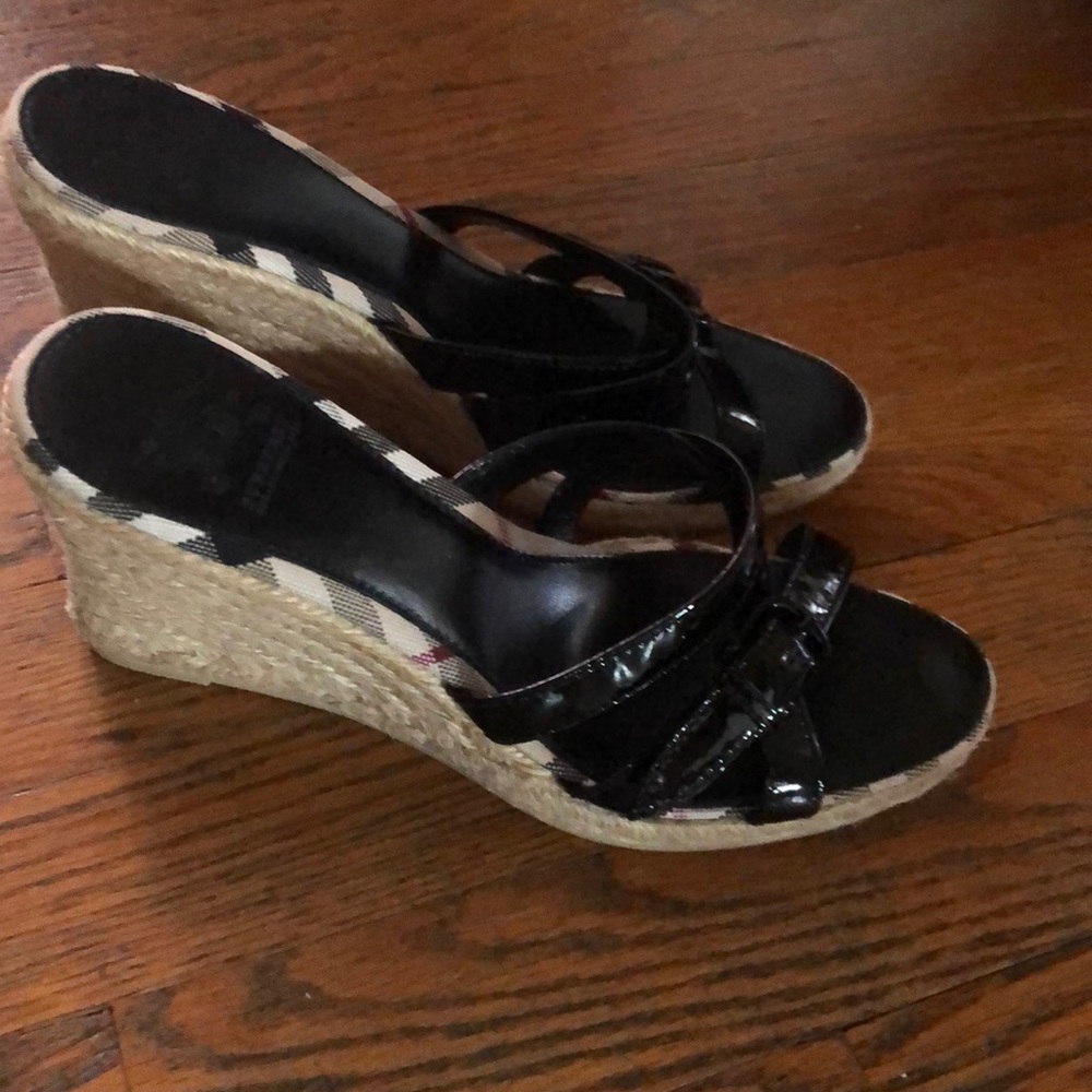 Burberry Black Nova Check Espardilles Sandals New - Picture 1 of 8